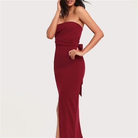 Lulus Wine Red Strapless Maxi Dress Gem