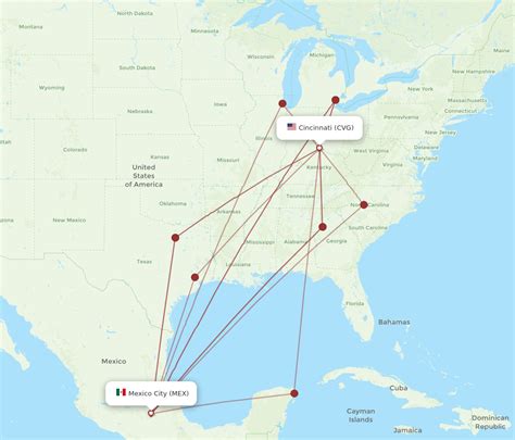 All Flight Routes From Cincinnati To Mexico City Cvg To Mex Flight