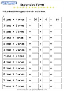 Standard Form And Expanded Form Worksheet For First Second Third Grade