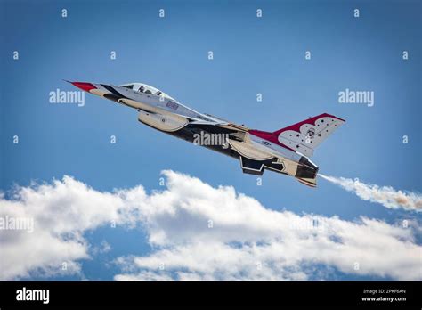 A US Air Force Thunder Bird Takes Off At The 2023 Thunder And Lightning