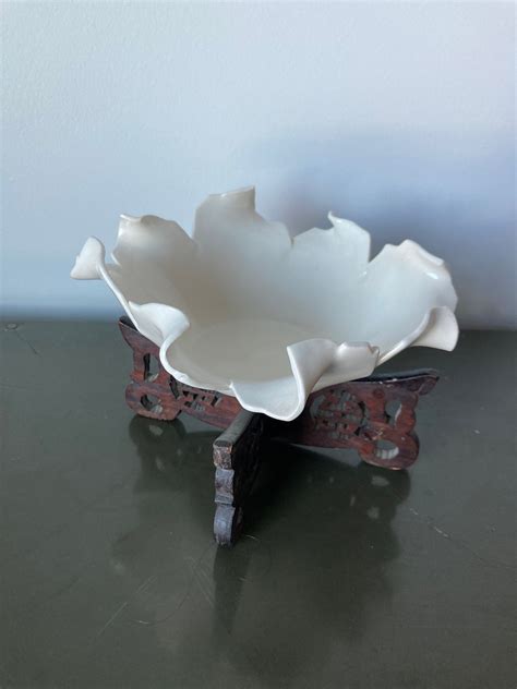 Vintage Midcentury Ceramic Lotus Bowl Trinket Dish On Pedestal Etsy