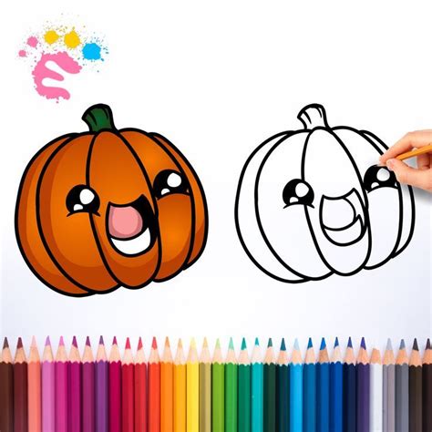 someone is drawing two pumpkins with colored pencils