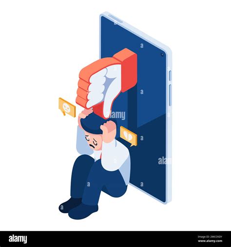 Flat 3d Isometric Isometric Businessman With Negative Criticism On