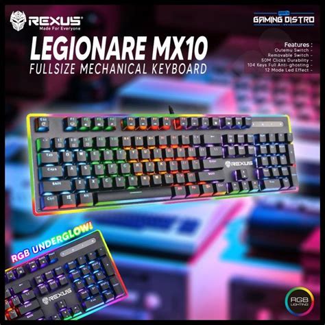 Jual Rexus Legionare Mx10 Rgb Underglow Mechanical Keyboard Shopee