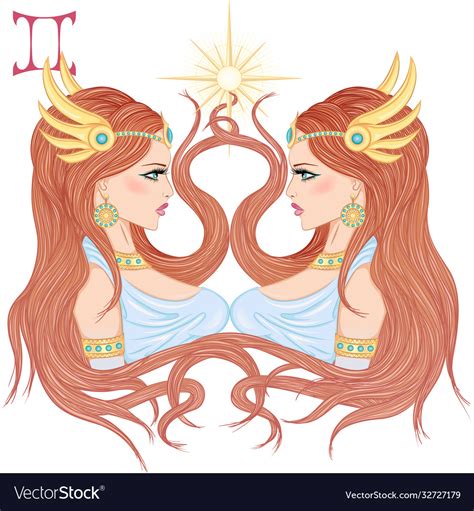 Astrological Sign Gemini As A Beautiful Girl Vector Image