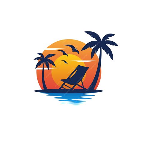 Premium Vector | Tropical island sunset logo