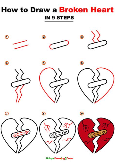 How To Draw A Broken Heart Step By Step Drawing Guides Artofit