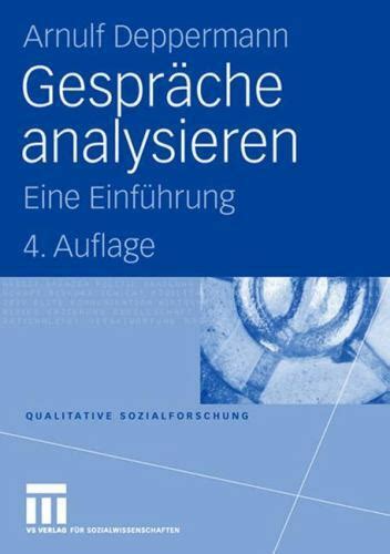 Gespr Che Analysieren Eine Einf Hrung 9783531146935 EBay