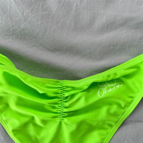 Ohana Neon Green Scrunch Bum Bikini Bottoms Depop