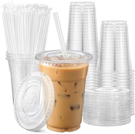 Amazon JUST PACK IT 100 Sets 16 Oz With Lids Clear Plastic