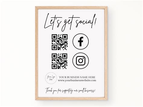 Social Media Sign Template Qr Code Sign Editable Small Etsy Australia