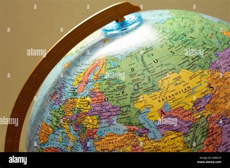 Map of Europe on a globe Stock Photo - Alamy