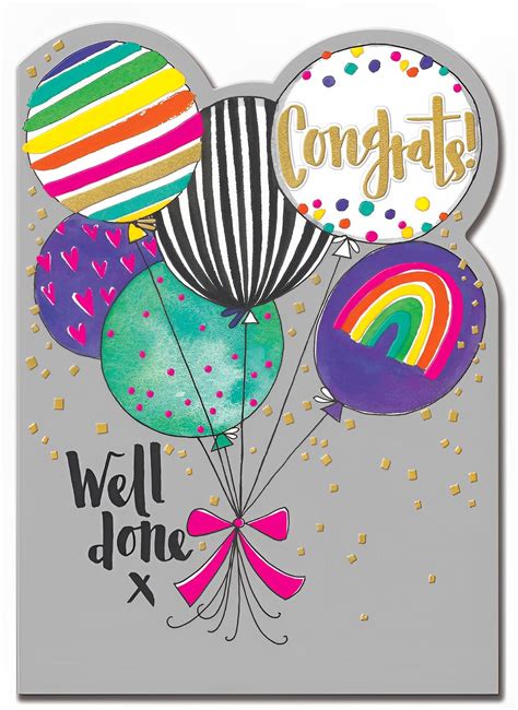 Congrats Well Done Balloons Cut Out Card Penny Black