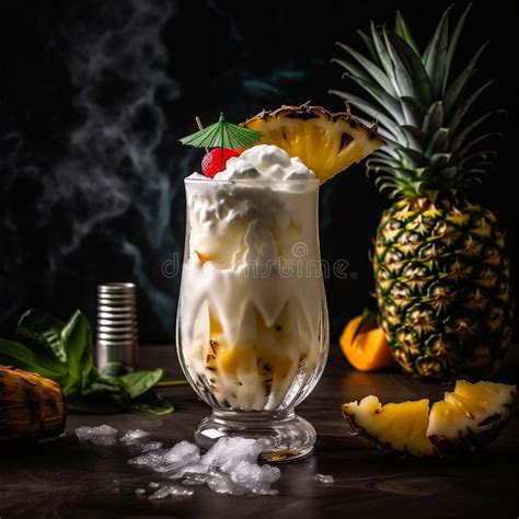 Fruity Pina Colada Cocktail Made With Rum Coconut Cream Pineapple