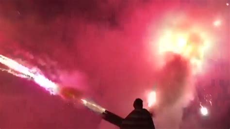 Man Straps Firework Shooting Cannons To Himself