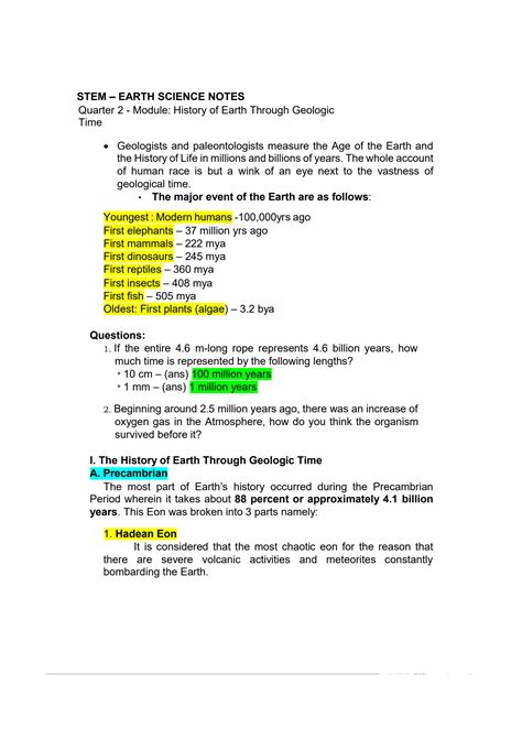 SOLUTION: Earth science whole notes module quarter 2 week 4 history of