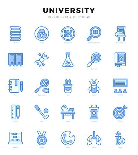 Premium Vector University Icons Set Vector Illustration