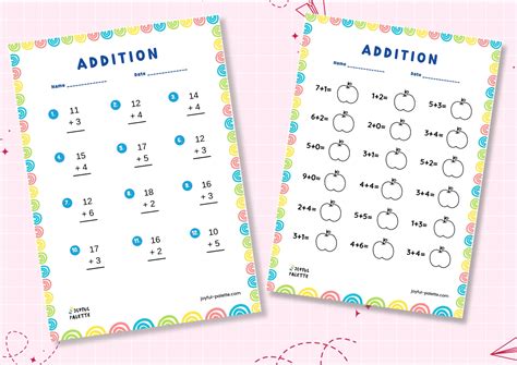 Addition and Subtraction Worksheets - Joyful Palette