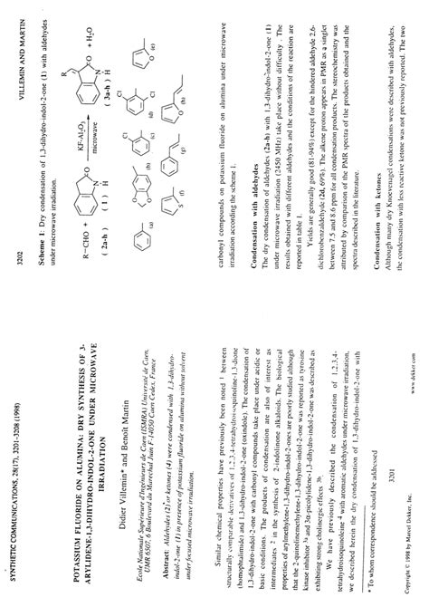 PDF Potassium Fluoride On Alumina Dry Synthesis Of 3 Arylidene 1 3