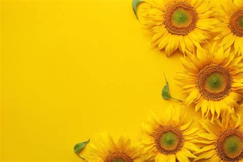 Girasoles Amarillos Sobre Un Fondo Amarillo Foto Premium