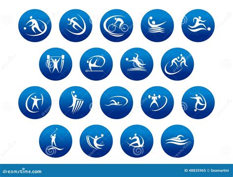 Athletics And Team Sport Icons Or Symbols Stock Vector Illustration