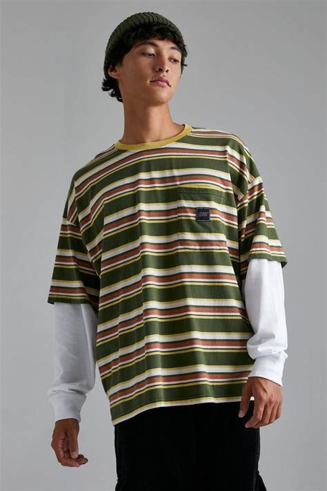 Oversized Ofcl Faux Layer Stripe T Shirt Boohoo Uk