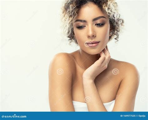 Beauty Closeup Portrait Of Beautiful Mixed Race Caucasian African