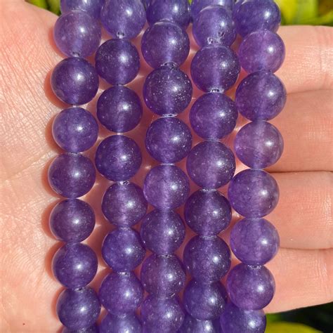 Purple Jade Beads Round Natural Gemstone Loose Beads Sold By