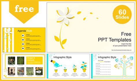 Free Yellow Flower Plant Powerpoint Template - DesignHooks