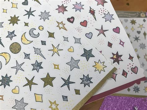 Sparkle Star Stickers Diamond Star Doodles Deco Sticker Sheet