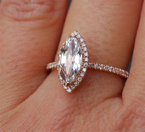 Marquise Engagement Ring Rose Gold Diamond Ring Engagement Ring With