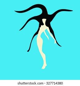 Long Hair Naked Woman Stock Vector Royalty Free Shutterstock