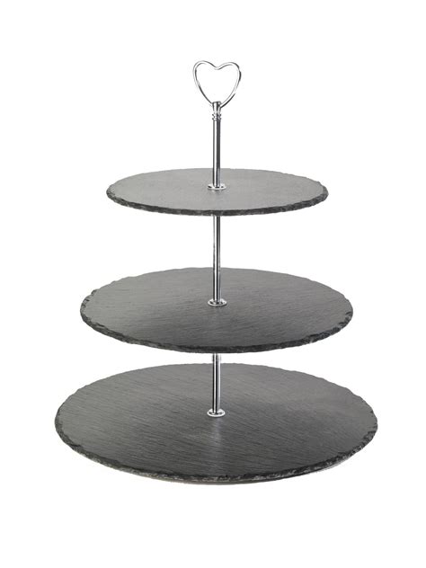 3 Tier Slate Cake Stand Cup Cake Stand Serving Platter With Chrome