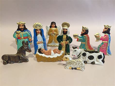 Tin NATIVITY Set 10 Pieces Realistic Colors Mexican Etsy UK