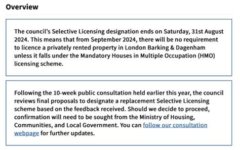 Barking Dagenham Councils Selective Licensing Scheme Has Ended