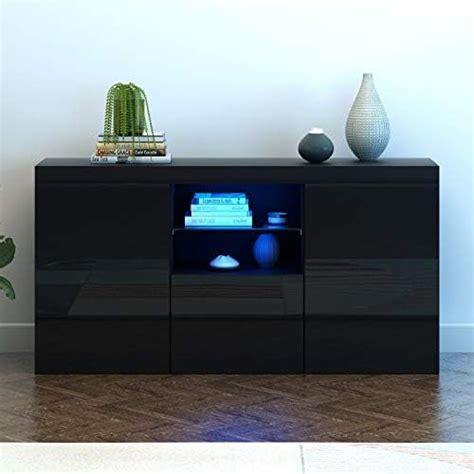 Panana Modern Hight Gloss Front Livingroom Cabinet With 3 Door Rbg Led Cupboard Sideboard