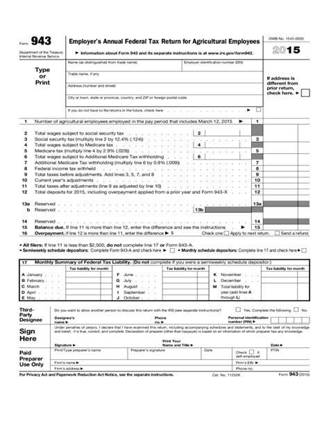 Form Employer S Annual Federal Tax Return For Agricultural