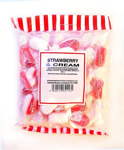 Strawberry and Cream Sweets, Monmore Strawberries & Creams (225G) Sweet ...