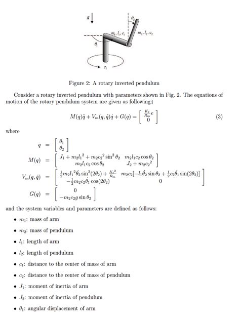 Solved M C Figure A Rotary Inverted Pendulum Chegg