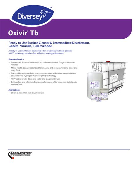 Diversey Oxivir Tb Ready To Use Disinfectant Cleaner 946 Ml 12 Cs Grand And Toy