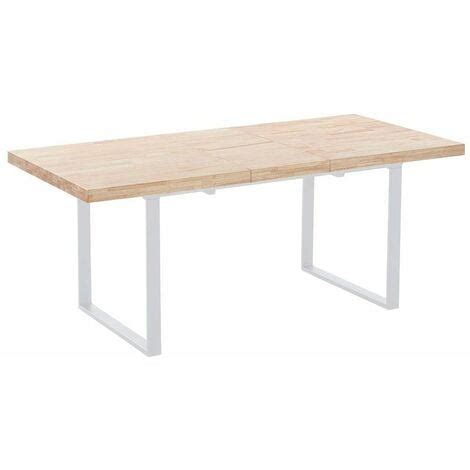 Mesa De Comedor Extensible Natural Roble Salvaje Blanco 180cm Ancho