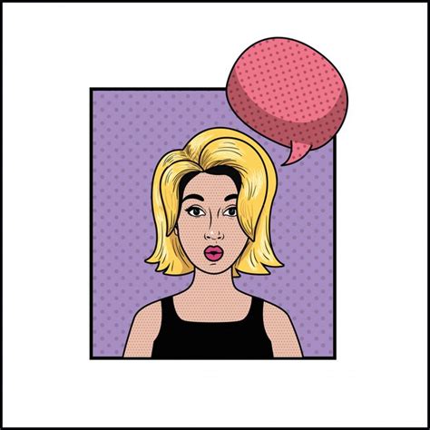 Premium Vector Blond Woman With Speech Bubble Pop Art Style