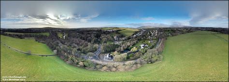 Aerial Degree Panorama At Braddan Churches Isle Of Man