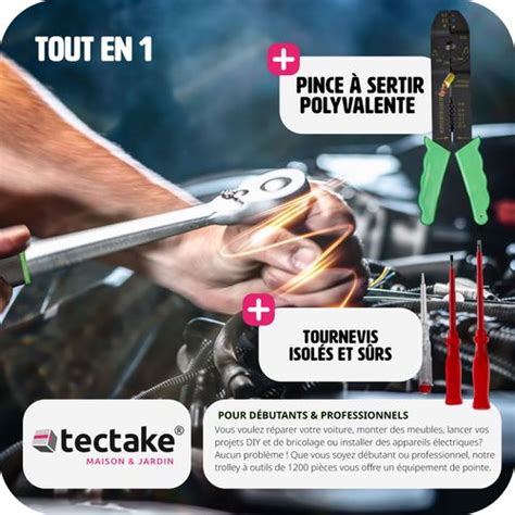 Tectake Caisse à Outils Aluminium 1200 Pièces Avec Poignée Pliante Et