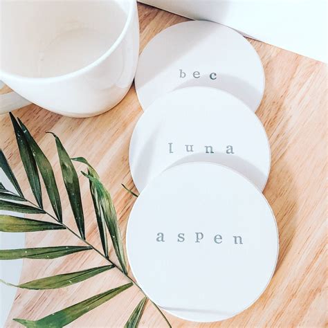 Personalised Ceramic Coaster Set Of Any Names Any Etsy