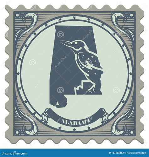 Alabama State Postage Stamp Vector Illustration Decorative Design