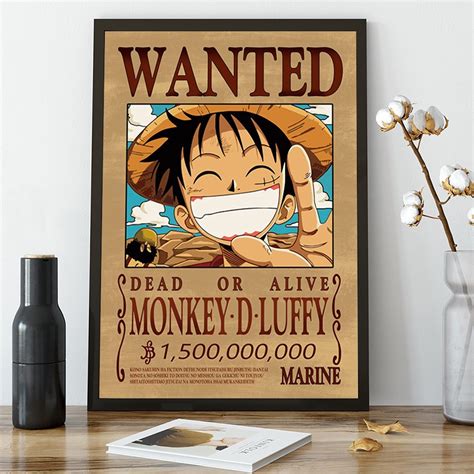 Quadro Decorativo Poster One Piece Cartaz De Procurado Luffy Para Sala