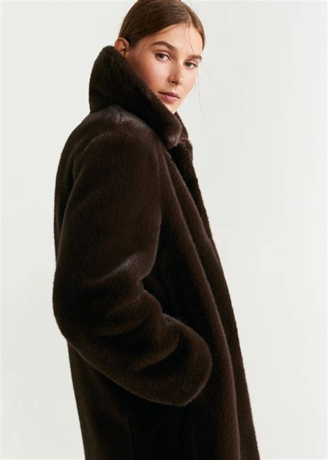 Mango Lapels Faux Fur Coat