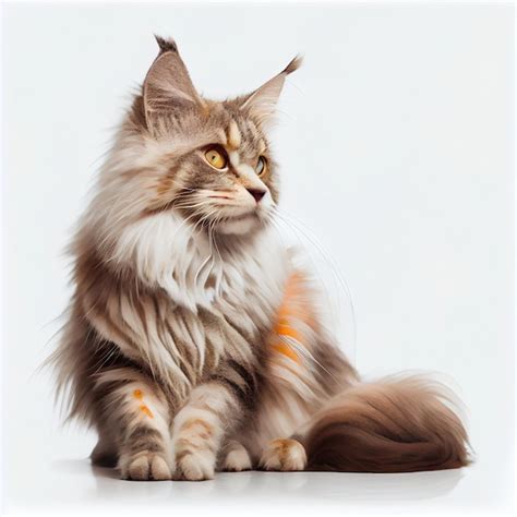 Premium Ai Image Gorgeous Maine Coon Cat On White Background