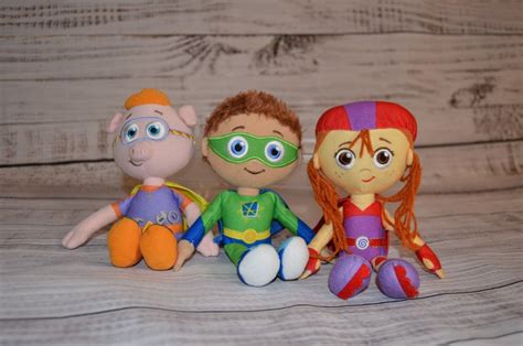 GUC PBS Kids Super Why 8" plush Set of 3 Wyatt, Red, Alpha Pig ...